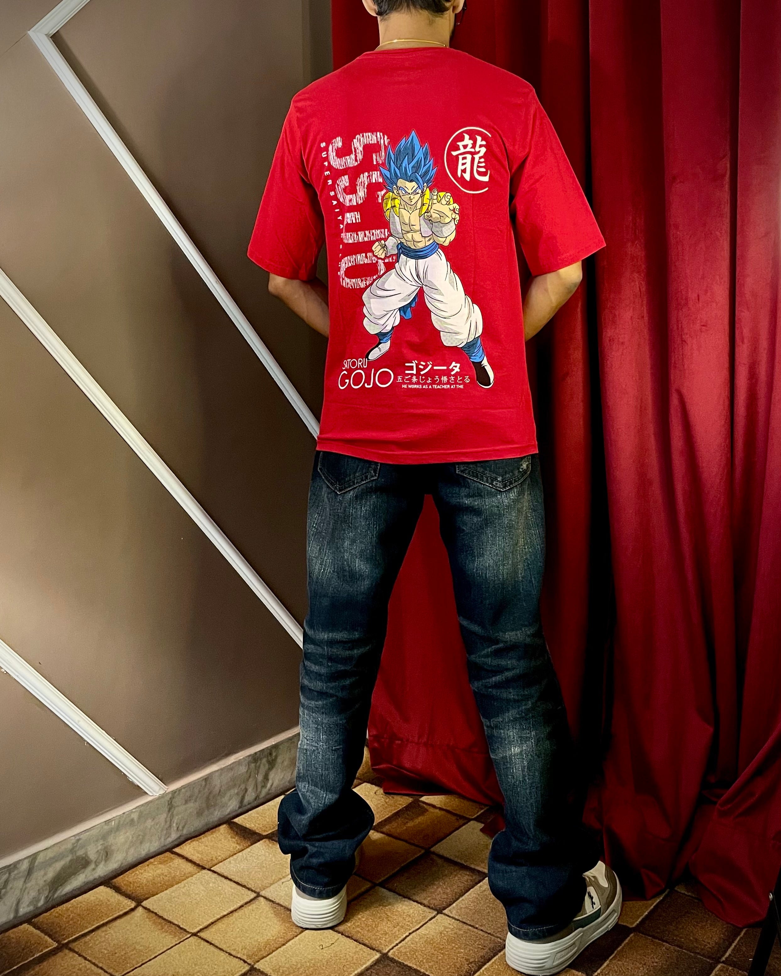 (Red) Anime Front-Back Graphic Oversized Tee