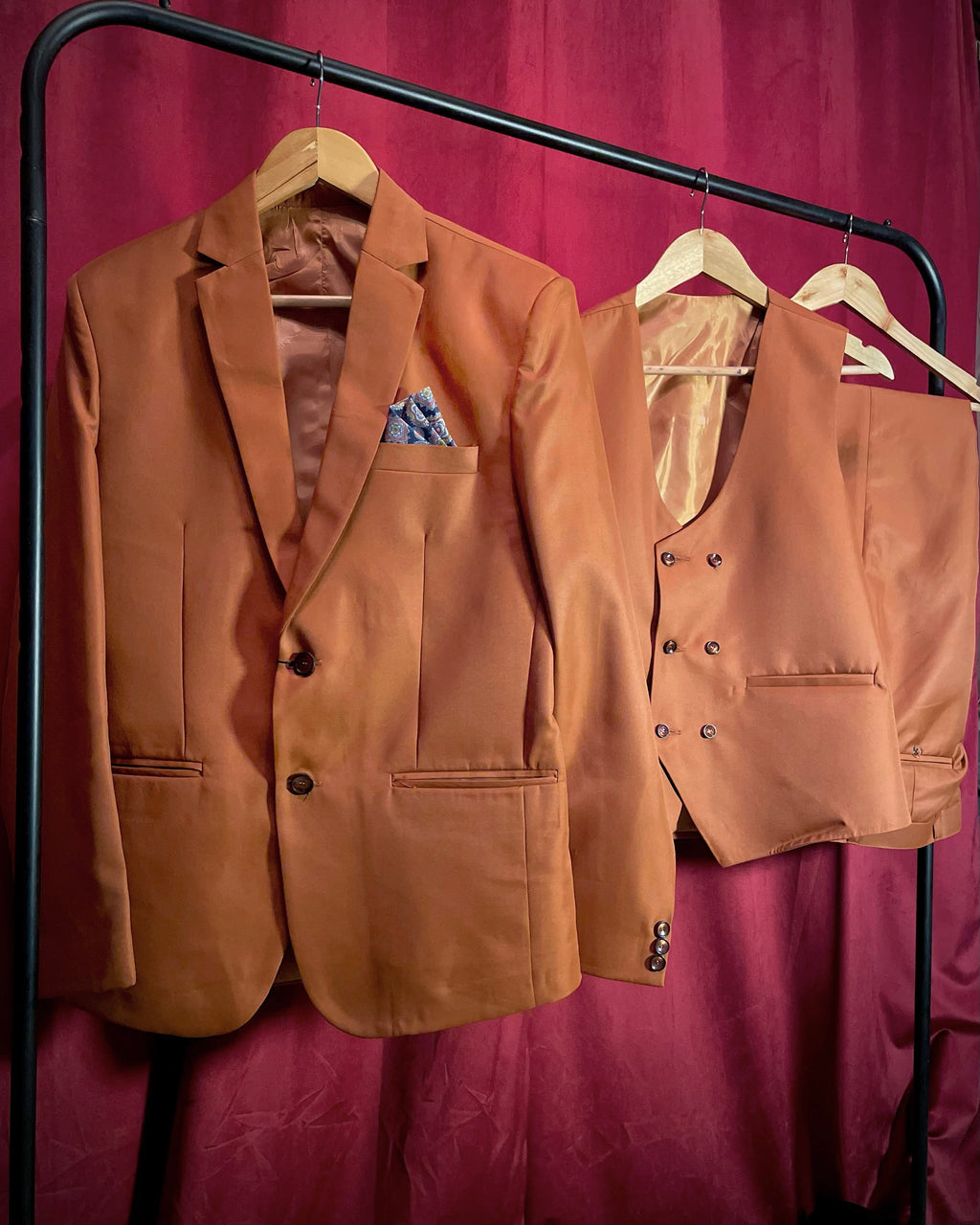 (Rust Brown) Solids 3-Piece Suit