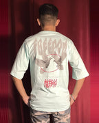 (Sea Green) Freedom Bird Front-Back Graphic Oversized Tee
