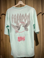 (Sea Green) Freedom Bird Front-Back Graphic Oversized Tee