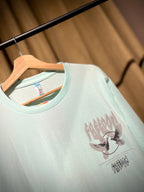 (Sea Green) Freedom Bird Front-Back Graphic Oversized Tee