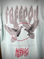 (Sea Green) Freedom Bird Front-Back Graphic Oversized Tee