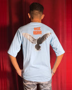 (Sky Blue) Freedom Bird Front-Back Graphic Oversized Tee