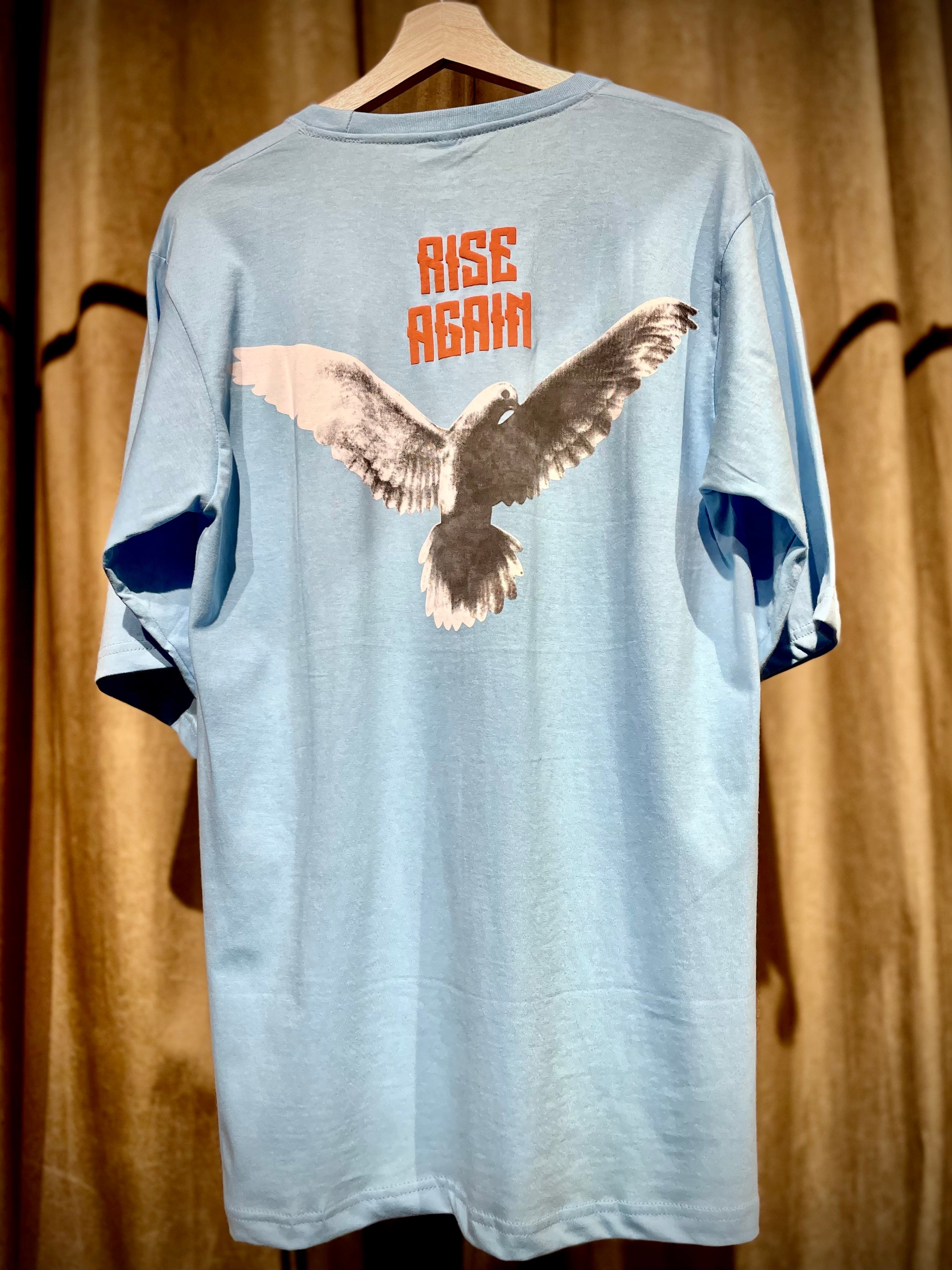 (Sky Blue) Freedom Bird Front-Back Graphic Oversized Tee
