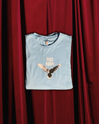 (Sky Blue) Freedom Bird Front-Back Graphic Oversized Tee