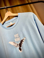 (Sky Blue) Freedom Bird Front-Back Graphic Oversized Tee