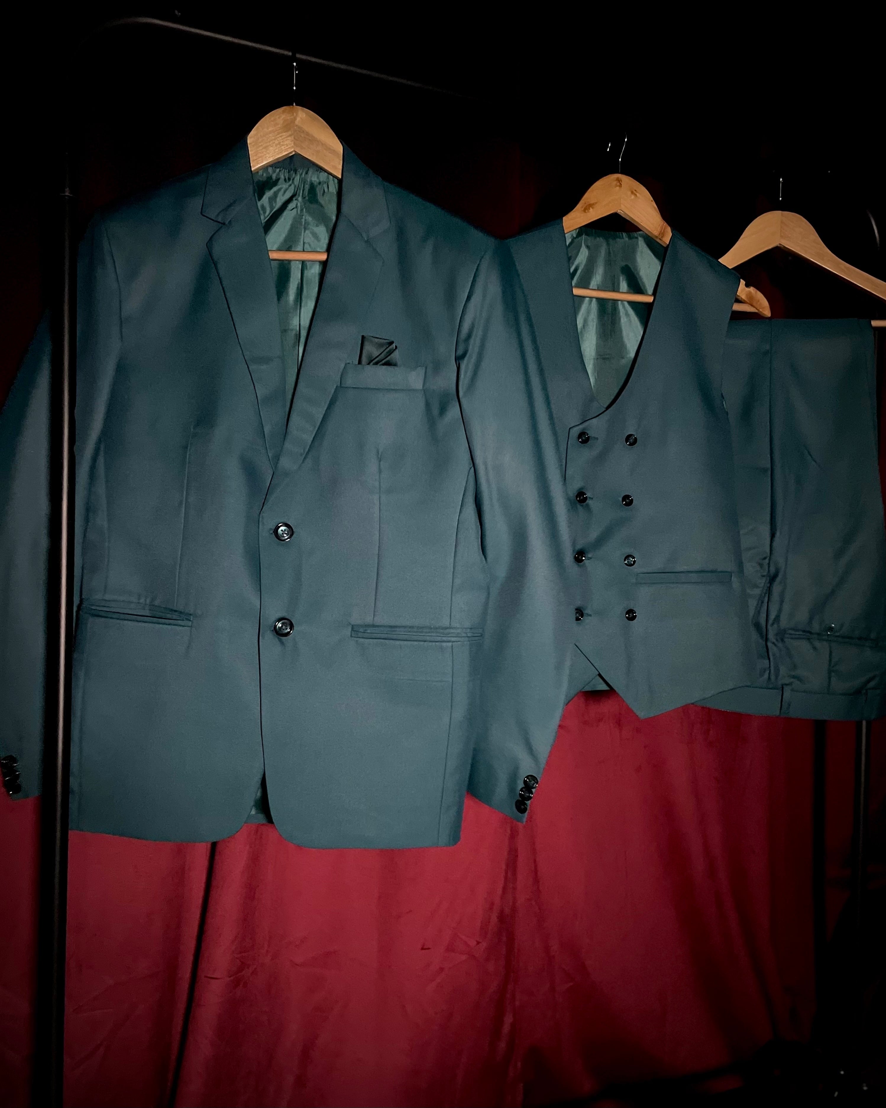 (Teal Blue) Solids 3-Piece Suit