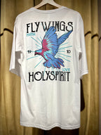 (White) Freedom Bird Front-Back Graphic Oversized Tee