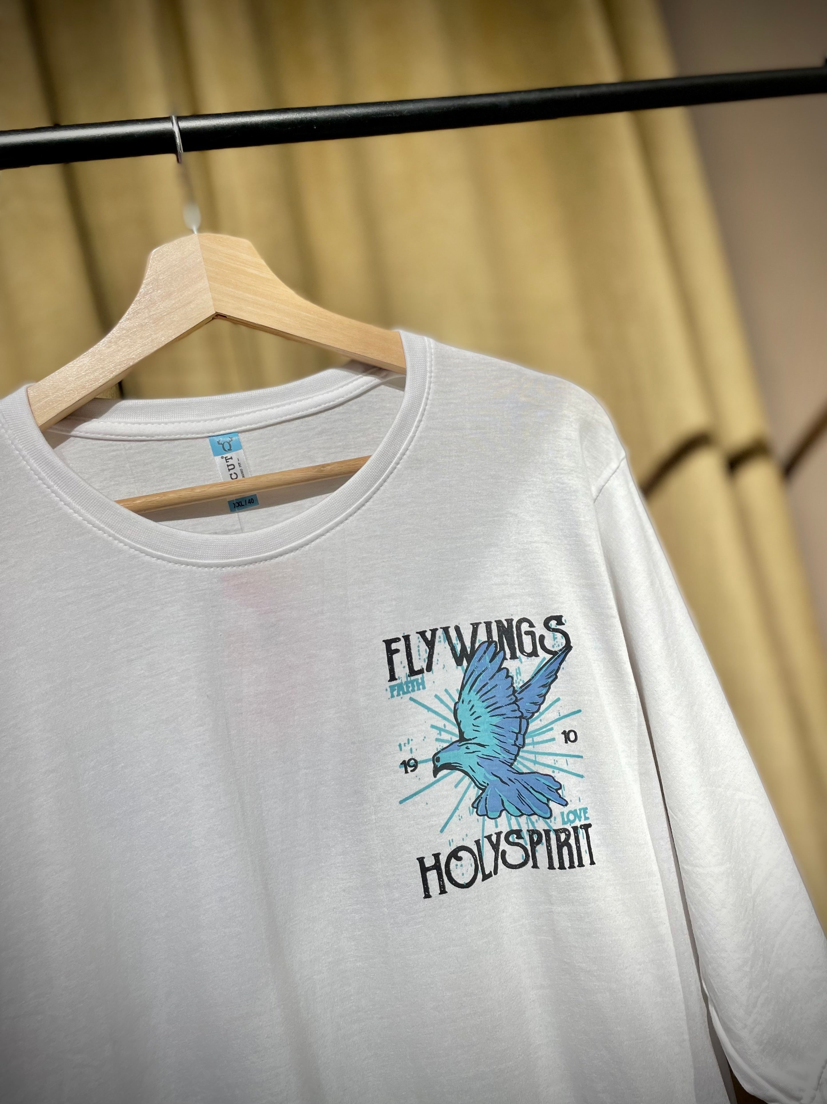 (White) Freedom Bird Front-Back Graphic Oversized Tee