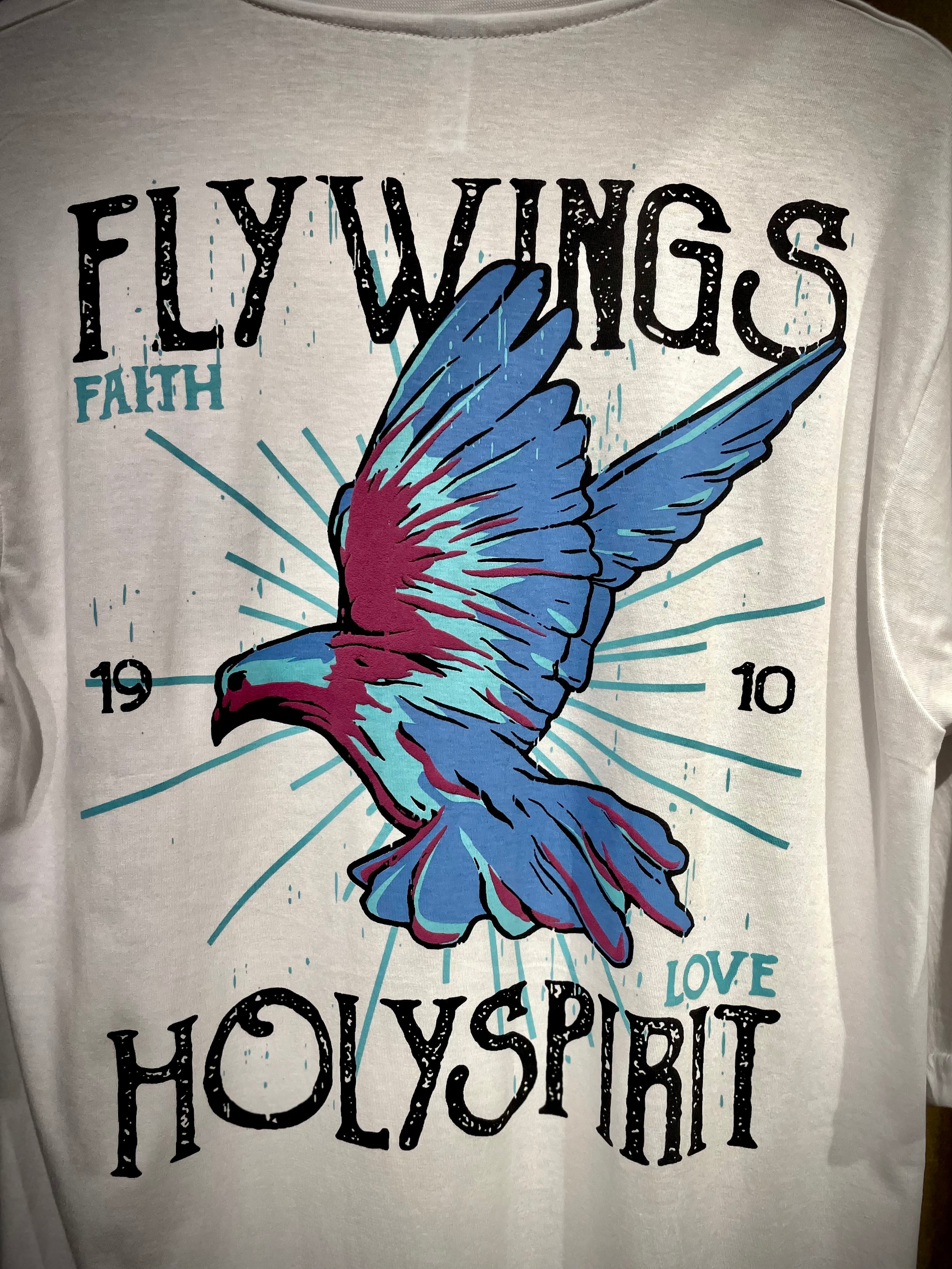 (White) Freedom Bird Front-Back Graphic Oversized Tee