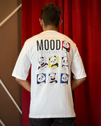 (White) Moody Panda Avtar Front-Back Graphic Oversized Tee