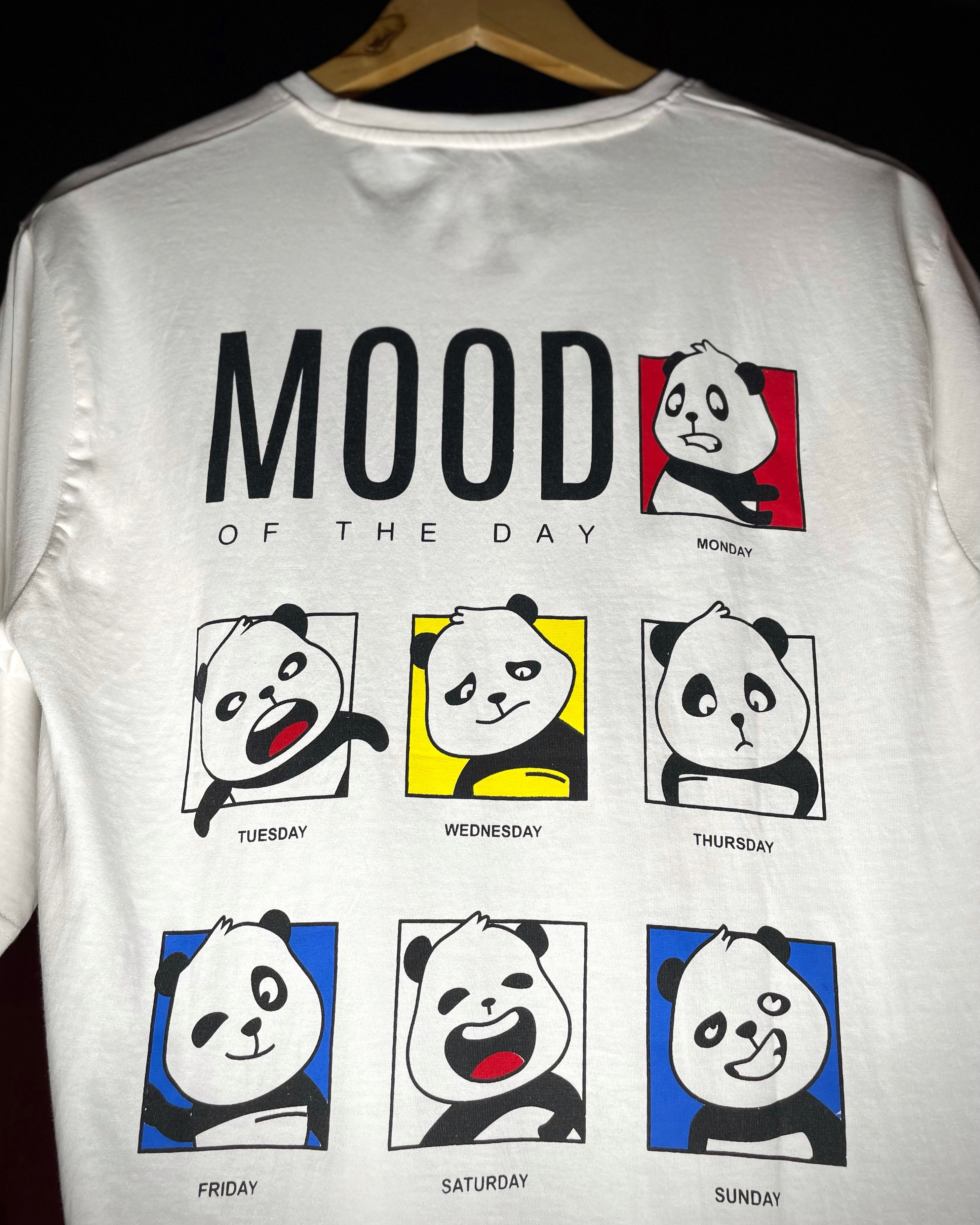 (White) Moody Panda Avtar Front-Back Graphic Oversized Tee