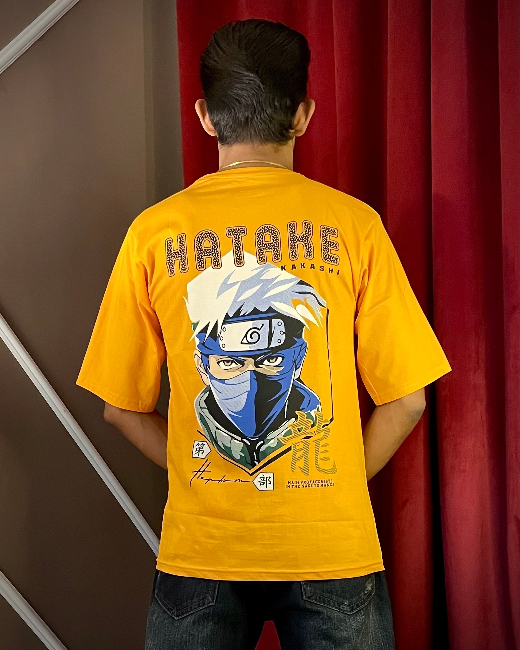 (Yellow) Anime Front-Back Graphic Oversized Tee