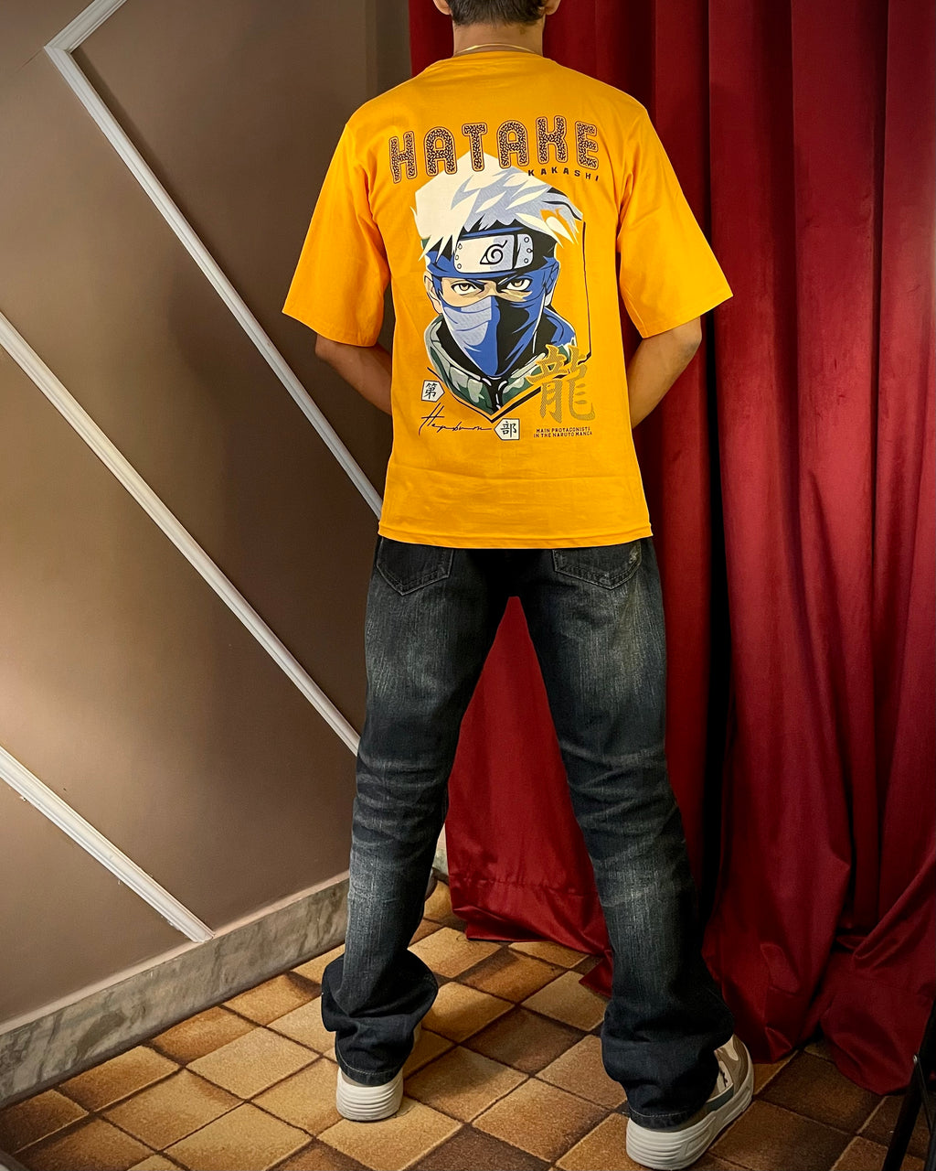 (Yellow) Anime Front-Back Graphic Oversized Tee