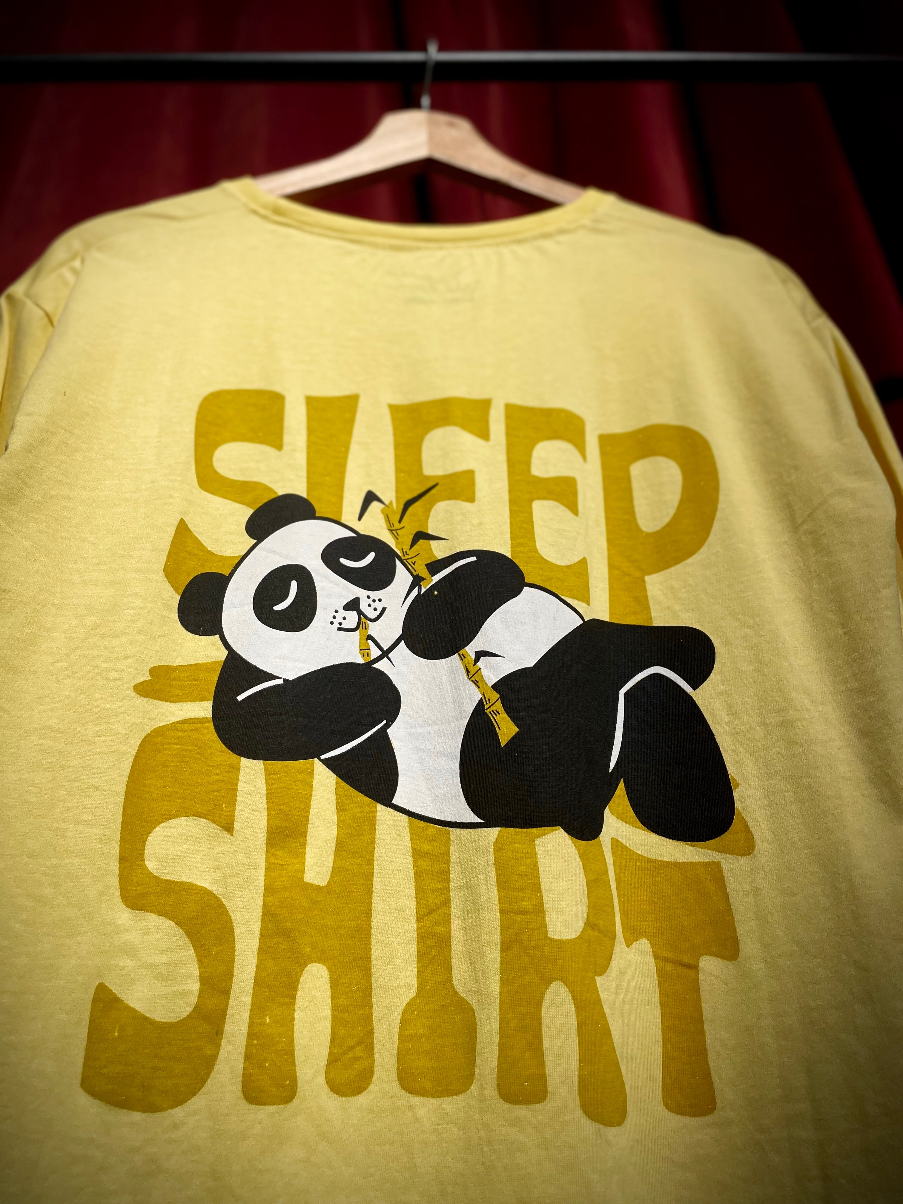 (Yellow) Sleeping Panda Front-Back Graphic Oversized Tee
